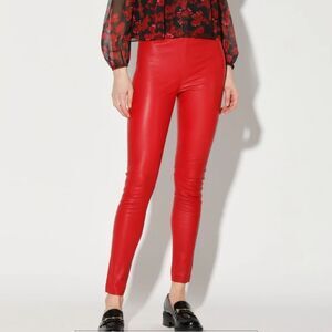 Rare! Walter Baker 100% Lamb Stretch Leather Skinny Jeans Red Orange Size Medium